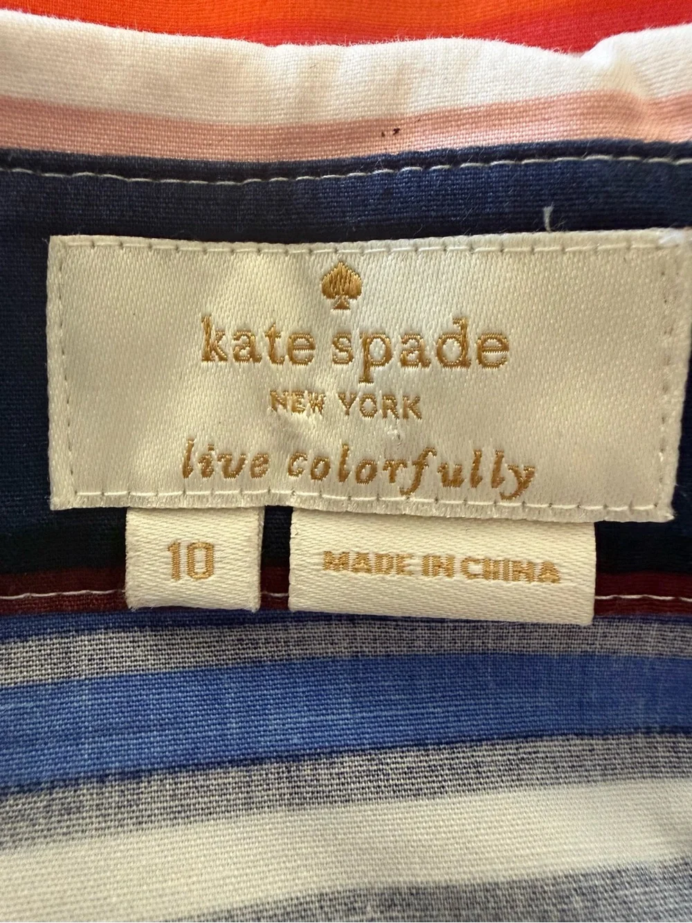 Kate Spade New York Berber Preppy Vibrant Horizontal Stripe Shirtdress, Size 10